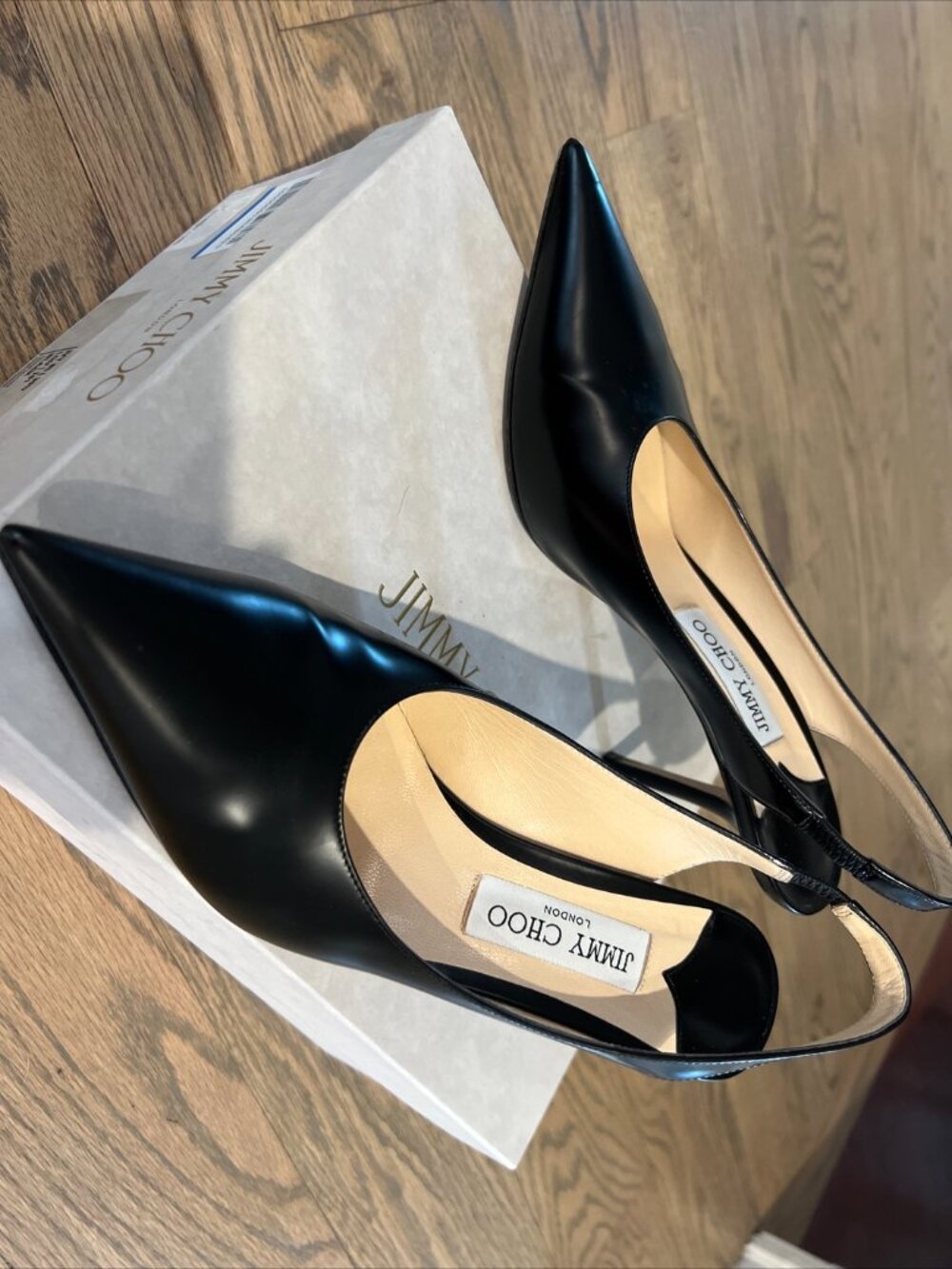 Jimmy Choo liquid Black Sling back Heels. Heel Height Approx 3inch - Picture 6 of 8